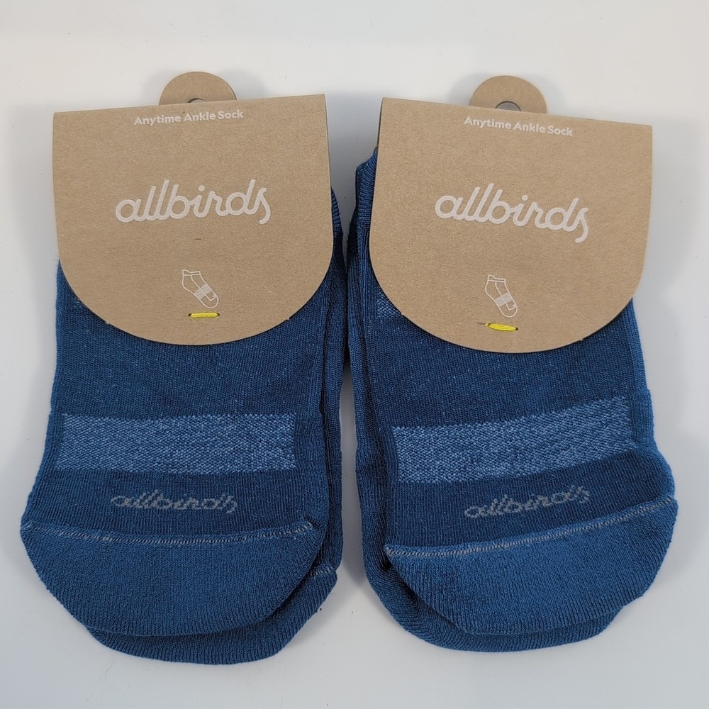 Lot of 2 Allbirds Women's Mesh Top Anytime Ankle Sock Size Small Basin Blue NEW